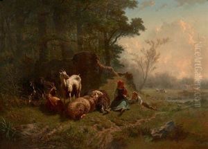 Couple De Jeunes Bergers Dans Un Paysage De Marais