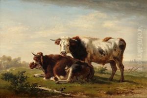 Kuhe Auf Der Weide by Charles (Jean-Ch. Ferdinand) Humbert