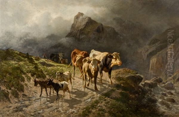 Alpaufzug Mit Kuhen, Kalbern Und Ziegen - view 1