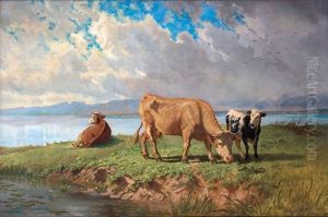 Vaches Au Bord Du Leman, Le Bouveret by Charles (Jean-Ch. Ferdinand) Humbert