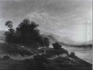 Gebirgslandschaft Mit Hutte by Charles (Jean-Ch. Ferdinand) Humbert