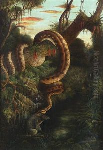 A Snake Attacking A Tapir, South America by Alexander von Humboldt