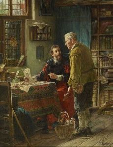 Master Of The House In Conversation With His Servant by Adolf Humborg