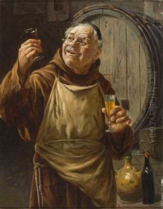 Bruder Kellermeister Bei Der Weinprobe by Adolf Humborg