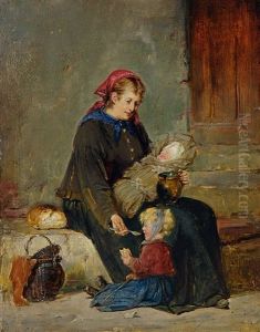 Mutter Mit Zwei Kleinen Kindern Mutter Mit Zwei Kleinen Kindern