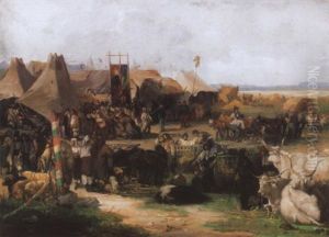 Vasar Mutatvanyosokkal - Fair With Side-show by Adolf Humborg
