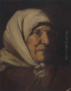 Portrait Of A Peasant Woman Wearing A Head Scarf
