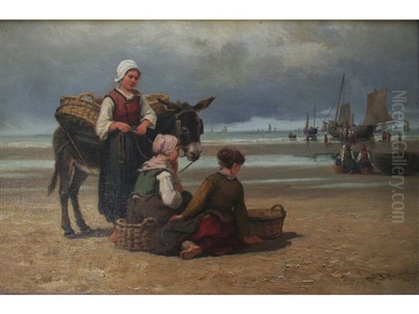 Fisherfolk On A Beach - view 1