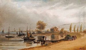 Untitled - Boats At Harbour (+ Untitled - The Settler's Home; 2 Works) by Joseph Julius Humme