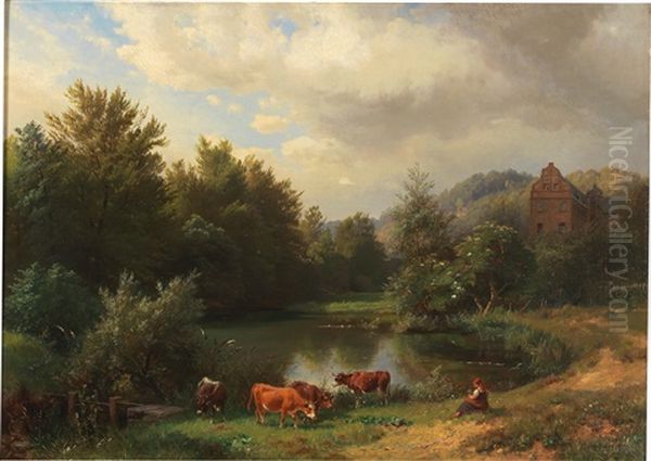 Summer Idyll By The Castle Pond - view 1