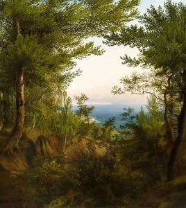 Landschaft Auf Rugen Mit Blick Auf Die Kreidefelsen Arkonas by Carl Maria Nicolaus Hummel
