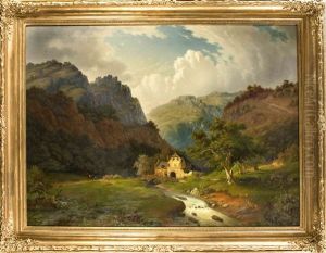 Tiroler Landschaft Mit Wassermuhle