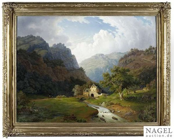 Valley Landscape With A Brook And A Mill - view 1