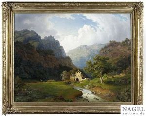 Valley Landscape With A Brook And A Mill