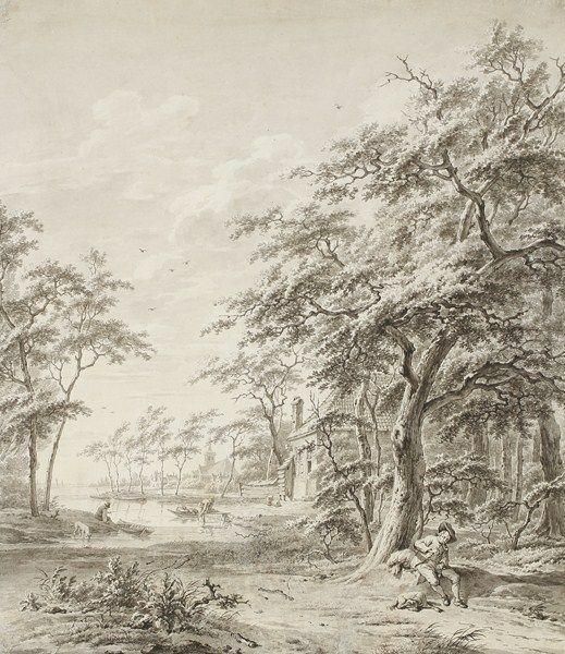 Paysage Au Moulin A Eau Et Grand Arbre - view 1