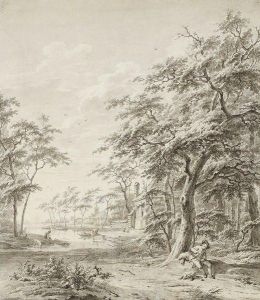 Paysage Au Moulin A Eau Et Grand Arbre