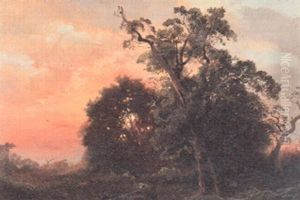 Eichenhain Im Sonnenuntergang by Carl Maria Nicolaus Hummel