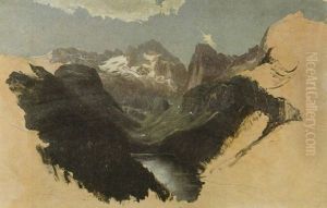 Alpine Hochgebirgslandschaft Mit Einem See by Carl Maria Nicolaus Hummel