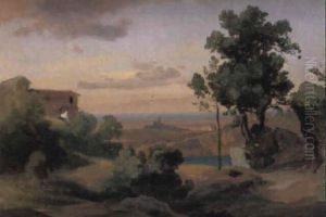 Blick Von Den Albaner-bergen Uber Den Nemi-see... by Carl Maria Nicolaus Hummel