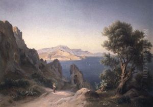Italienische Kustenszene Mit Wassertr,gerin by Carl Maria Nicolaus Hummel