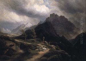 Gegend Bei Valle Di Cadre, In Der Ferne Pieve Di Cadore by Carl Maria Nicolaus Hummel