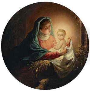 Maria Mit Dem Jesuskind Im Stall by Fritz Hummel