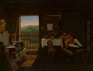 Junger Mann In Turkischer Tracht (selbstbildnis?) Auf Einem Divan Lagernd, In Einem Zu Einem Fort Gehorigen Holzhaus