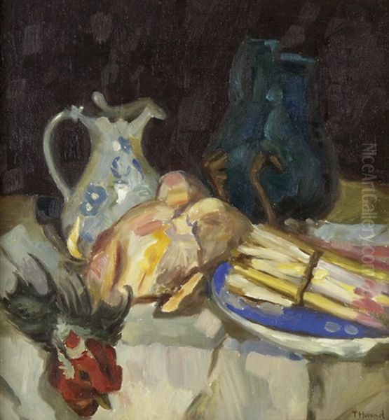 Stillleben Mit Spargel, Hahn Und Krugen - view 1