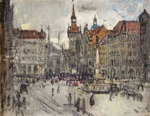 Der Marienplatz In Munchen by Theodor Hummel