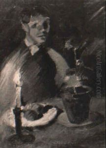 Junger Mann Hinter Stilleben by Theodor Hummel
