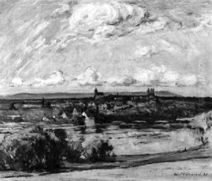 Fluslandschaft Mit Dreibogiger Steinbrucke by Wilhelm Hummel
