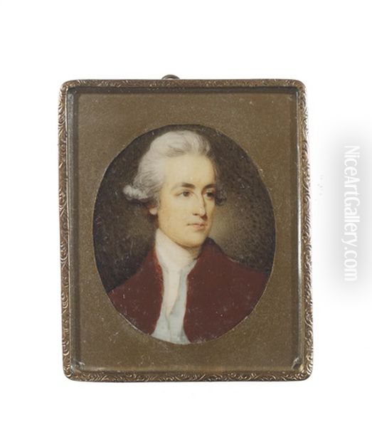 Mr Woodman, Wearing Brown Coat, Pale Blue Waistcoat, White Cravat And Powdered Wig - view 1