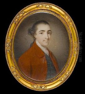 A Gentleman, Wearing Brown Coat Over Striped Green Waistcoat And Frilled White Cravat, His Natural Hair Worn En Queue