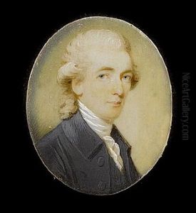 A Gentleman, Wearing Dark Grey Coat With Tied White Cravat, His Powdered Hair Worn En Queue