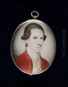 A Gentleman Wearing Red Coat With Gold Embroidered Border, Similarly Bordered White Waistcoat And Lace Cravat, His Natural Wig With Side-buckles A Gentleman Wearing Red Coat With Gold Embroidered Border, Similarly Bordered White Waistcoat And Lace Cravat, His Natural Wig With Side-buckles