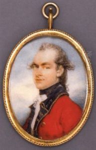 A Young Officer (of An Indian Infantry Regiment?) In Red Coat With Gold-bordered Blue Facings, White Cravat And Black Stock, Powdered Hair En Queue by Ozias Humphry