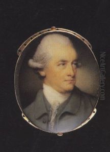 A Gentleman Wearing Pale Green Coat, Matching Waistcoat And White Lace Stock, His Hair Powdered And Worn En Queue