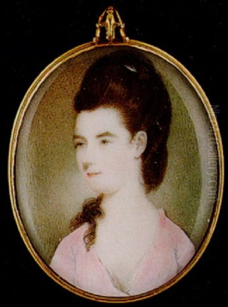 A Lady, Her Hair Piled High And Falling Over Her Right Shoulder, Wearing A Pink Dress - view 1