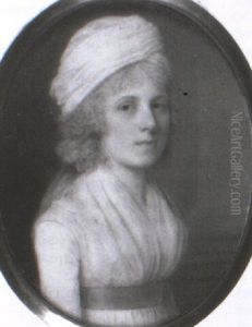 Portrait Of Lady In White Dress, Blue Sash And Turban by Ozias Humphry