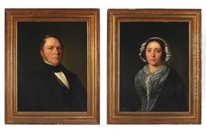 A Pair Of Portraits Depicting Nicolai Frederik Bonnesen And His Wife by Andreas Hunaeus