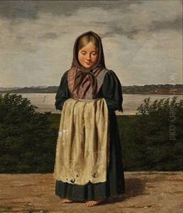 Staaende Bondepige by Andreas Hunaeus