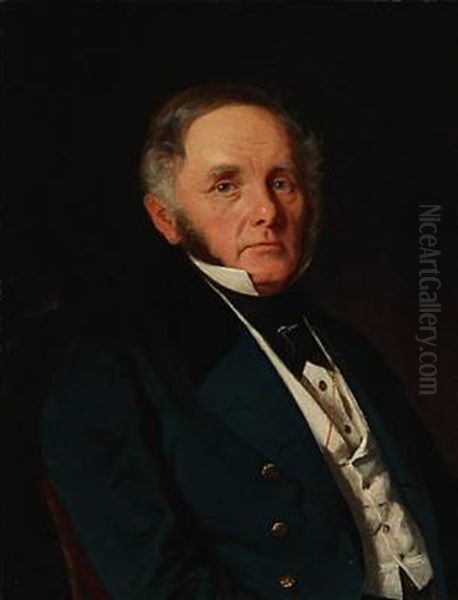 Portrait Of Erik Svitzer, Professor, Doctor And Anatomist, In A Dark Blue Jacket With A Black Collar - view 1