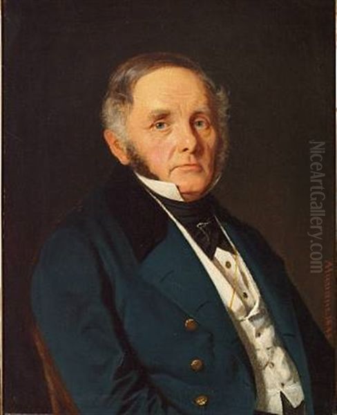Portrait Of Erik Svitzer, Professor, Doctor And Anatomist, In A Dark Blue Jacket With A Black Collar - view 1