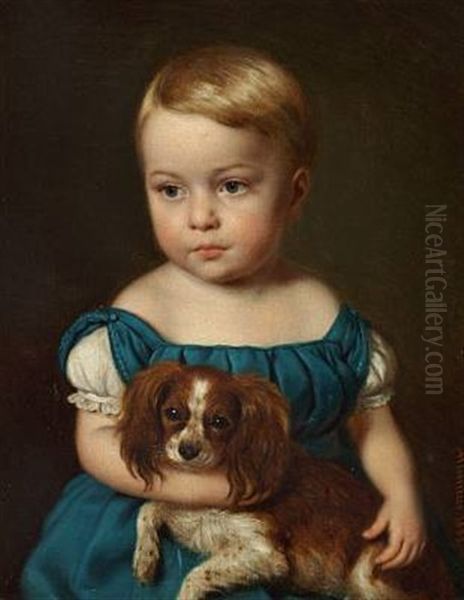 A Little Girl With Her Dog - view 1