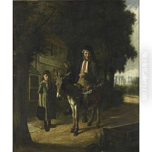 Genre Scene Of A Peddler And His Donkey by Charles Hunt
