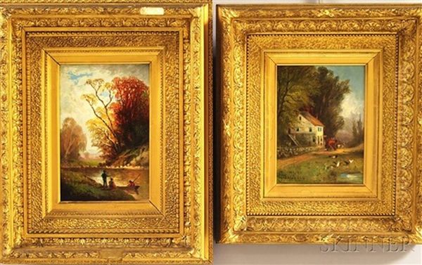Old Halfway House For Stagecoach, Catskill; Fishermen By The Stream (2 Works) - view 1