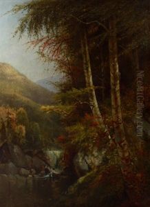 Mountain River Landscape (adirondacks?) by Charles Day Hunt