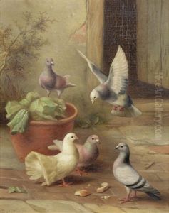 Farmyard Family; Feeding Time by Edgar Hunt