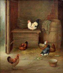 Cockerals In A Hutch by Edgar Hunt