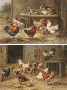 Chickens And Rabbits (+ Cock Of The Roost; Pair) by Edgar Hunt
